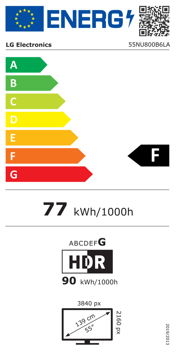 LG Led 55" NU800 (2026) energielabel