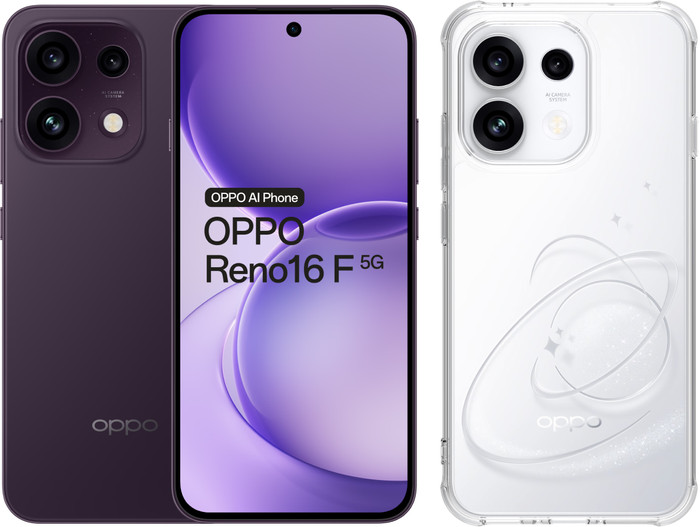 OPPO Reno16 F 256GB Paars 5G + BlueBuilt Back Cover Transparant Main Image