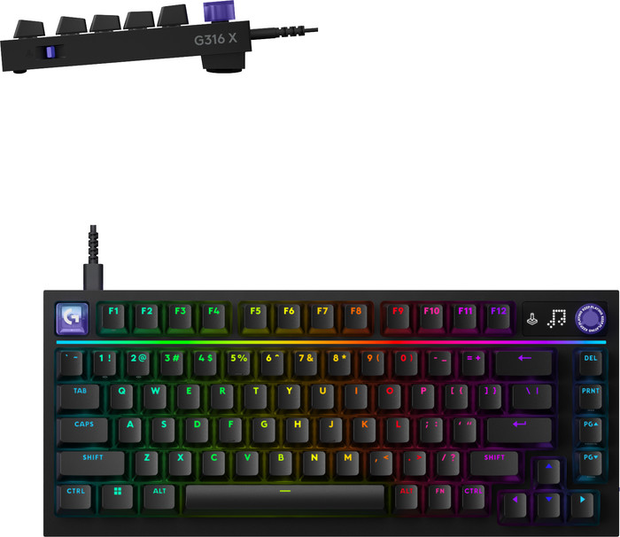 Logitech G316 X 75 Gaming Toetsenbord Zwart Azerty bovenkant