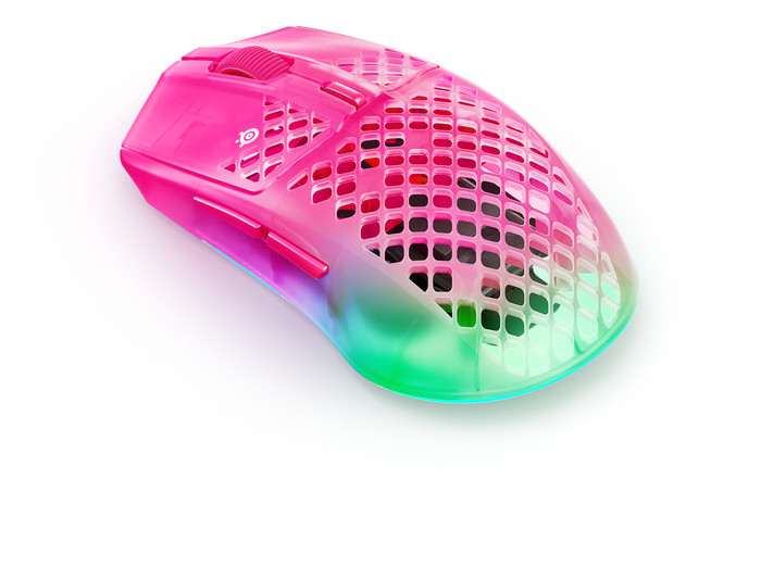 SteelSeries Aerox 3 Draadloze Gaming Muis Magenta achterkant