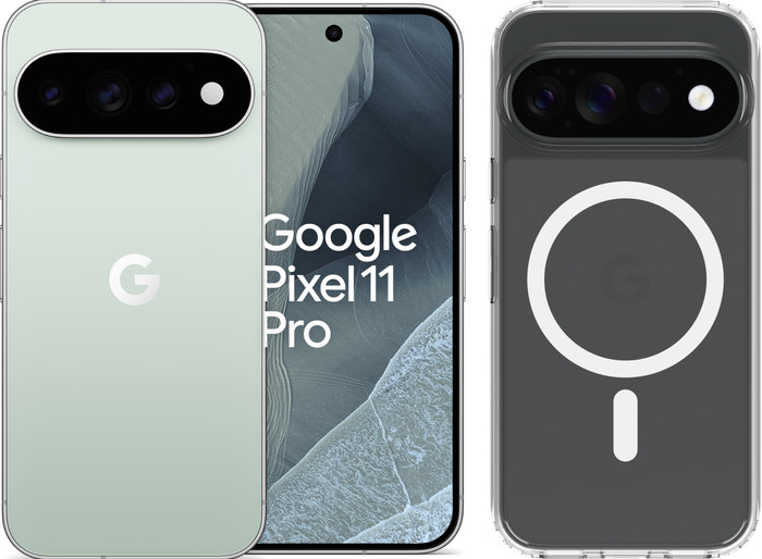 Google Pixel 11 Pro 256GB Lichtgroen 5G + BlueBuilt Back Cover Transparant Main Image