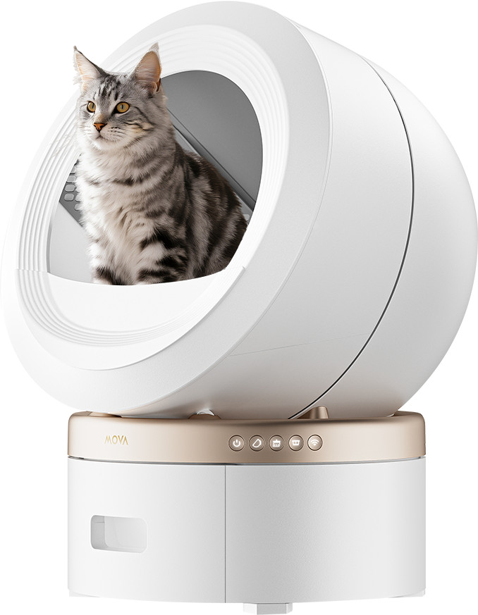Mova Automatische kattenbak LR10 Prime Wit product in gebruik
