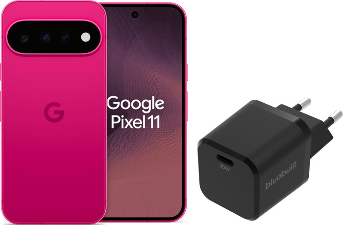 Google Pixel 11 256GB Roze 5G + BlueBuilt Oplader met Usb C Poort 30W Zwart Main Image
