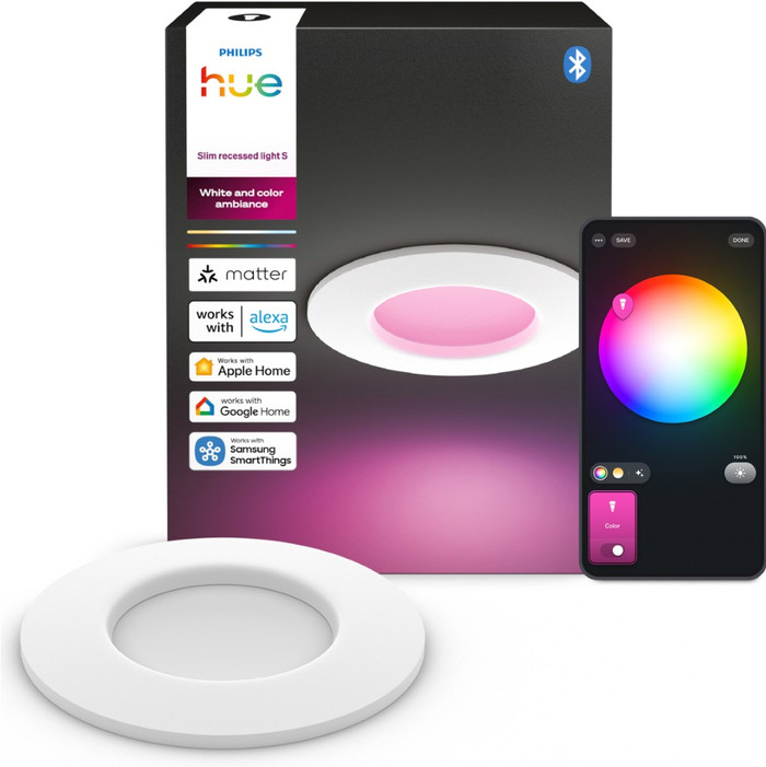 Philips Hue Inbouwspot Slim - White and Color - 90mm - Wit Main Image
