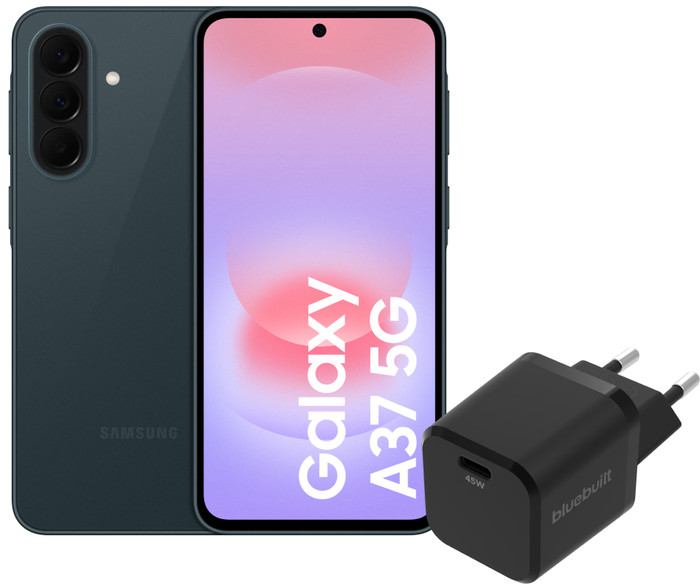 Samsung Galaxy A37 256 Go Vert Foncé 5G + BlueBuilt Chargeur avec Port USB-C 45 W Noir Main Image