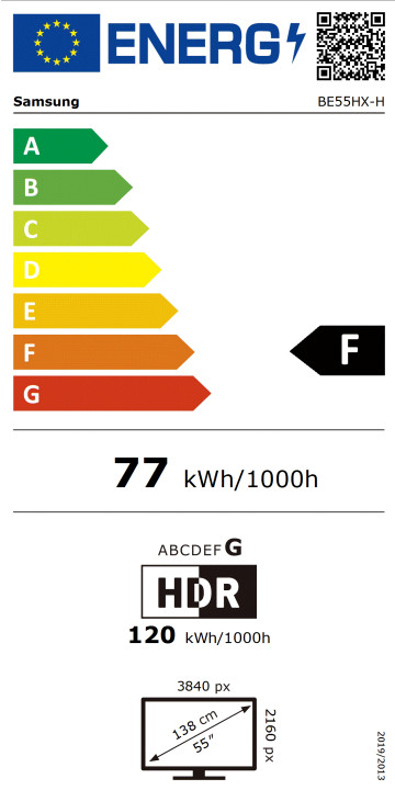Samsung Business TV BEHX-H 55" energielabel