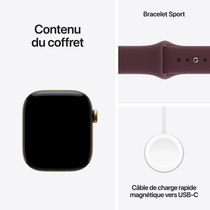 Apple Watch Series 12 Cellular 42 mm Titane Or Bracelet Sport M/L visuel fournisseur