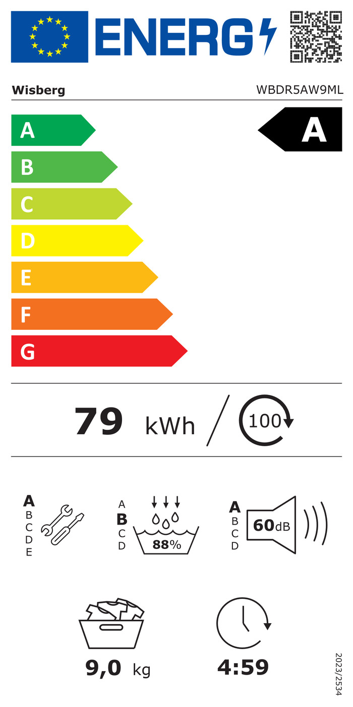 Wisberg WBDR5AW9ML CondenserClean energielabel