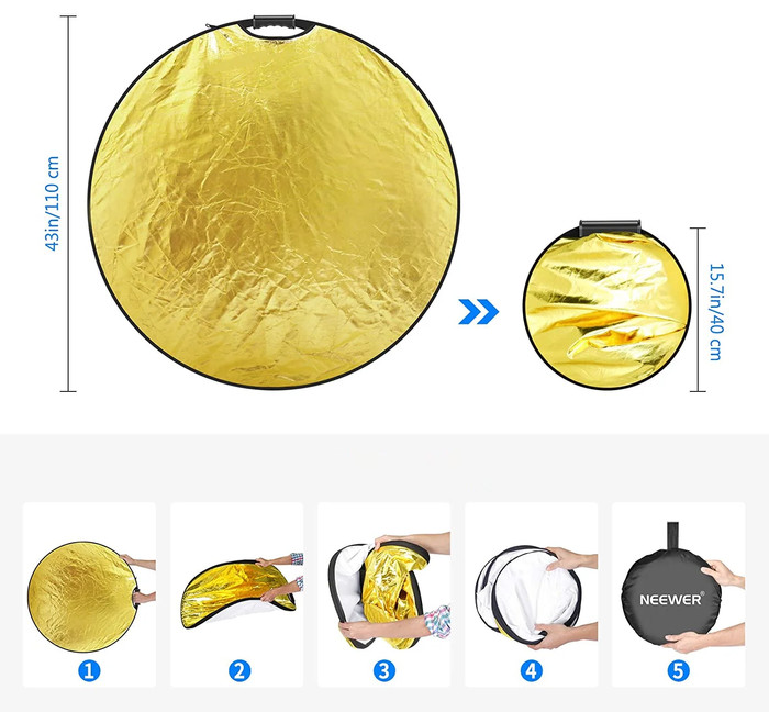 Neewer RF-110 Reflectorset (5 in 1) product in gebruik