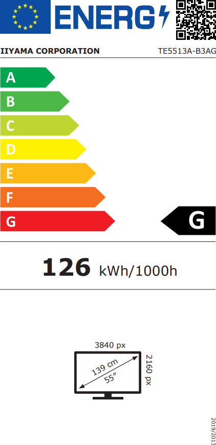 iiyama ProLite TE5513A-B3AG energielabel