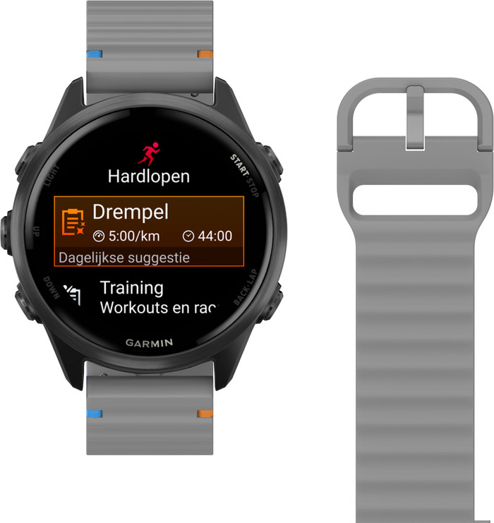 Just in Case Siliconen Bandje Grijs voor Garmin Forerunner 55 / 165 / 570 42mm detail