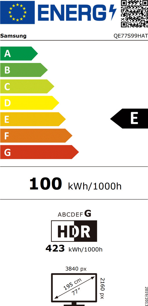 Samsung OLED 77" S99H (2026) energielabel