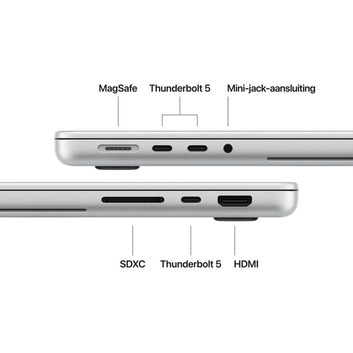 Apple MacBook Pro PROLED 14 inch M5 Pro (18 CPU / 20 GPU) 48GB/1TB Zilver QWERTY visual leverancier