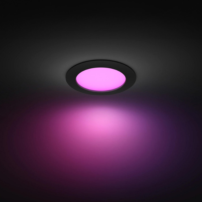 Philips Hue Inbouwspot Slim - White and Color - 170mm - Zwart voorkant