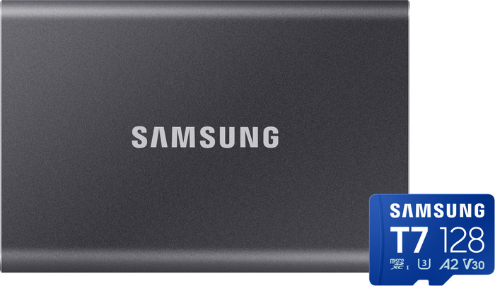 Samsung T7 Portable SSD 2TB Grijs + Samsung MicroSDXC T7 128GB 170MB/s Main Image