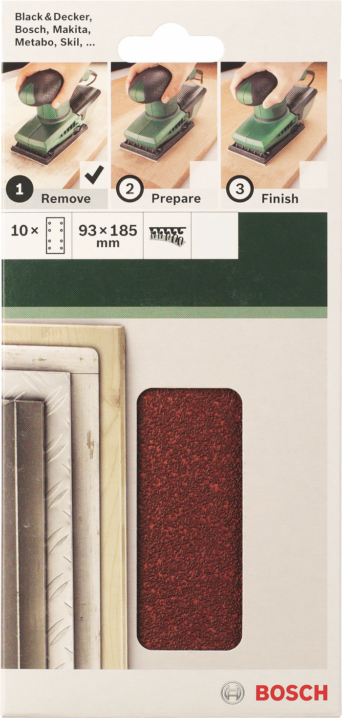 Bosch Sanding Sheet K60, K120, K180 93x185mm (10x) null