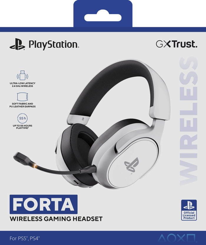 Trust GXT 499W Forta Draadloze Gaming Headset PS4/PS5 Wit verpakking