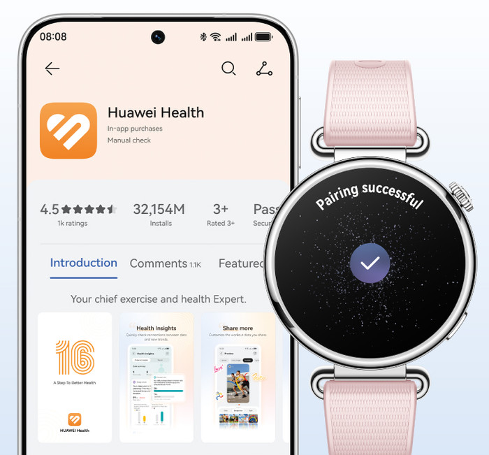 Huawei Watch GT 7 41 mm Roze product in gebruik