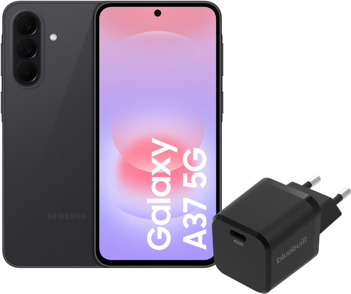 Samsung Galaxy A37 128 Go Noir 5G + BlueBuilt Chargeur avec Port USB-C 45 W Noir Main Image