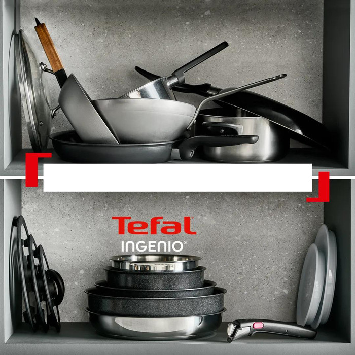 Tefal Ingenio Excellence Ceram Fusion Core inductie Pannenset 13-delig product in gebruik