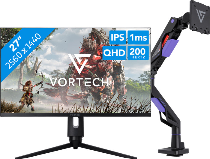 Vortech Pro 27 inch Quad HD + Vortech Monitorarm met Gasveer Main Image