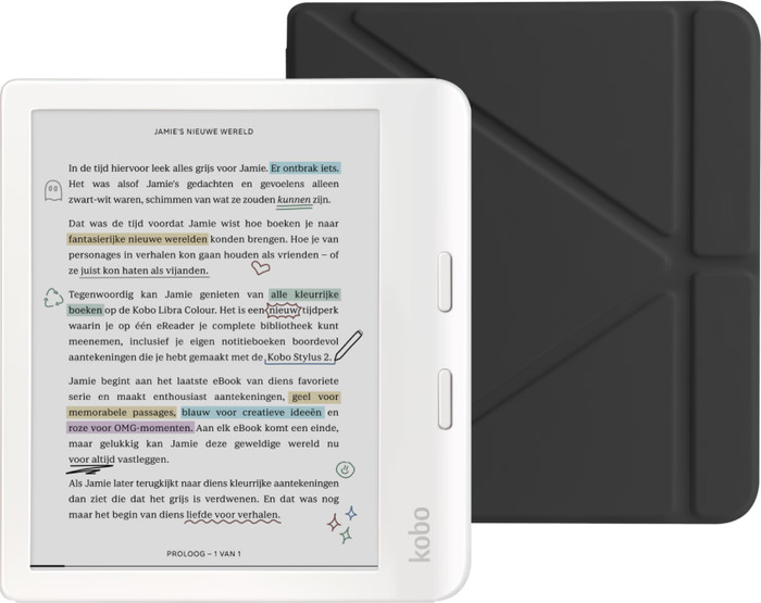 Kobo Libra Colour Wit + BlueBuilt Book Case Zwart Main Image