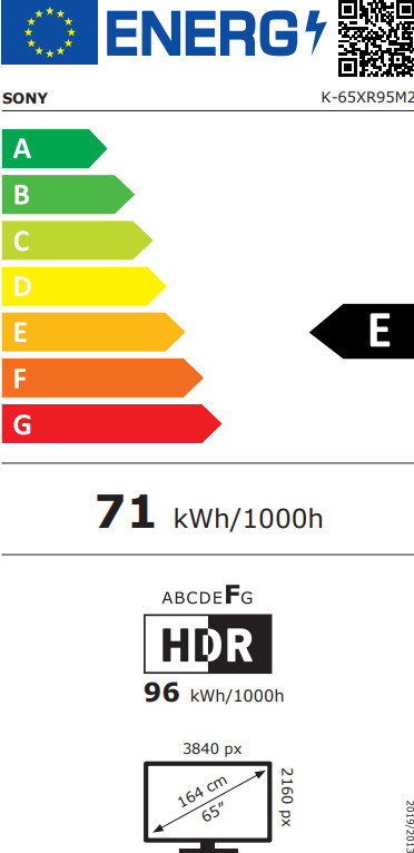 Sony Bravia 9 II True RGB 65" (2026) energielabel