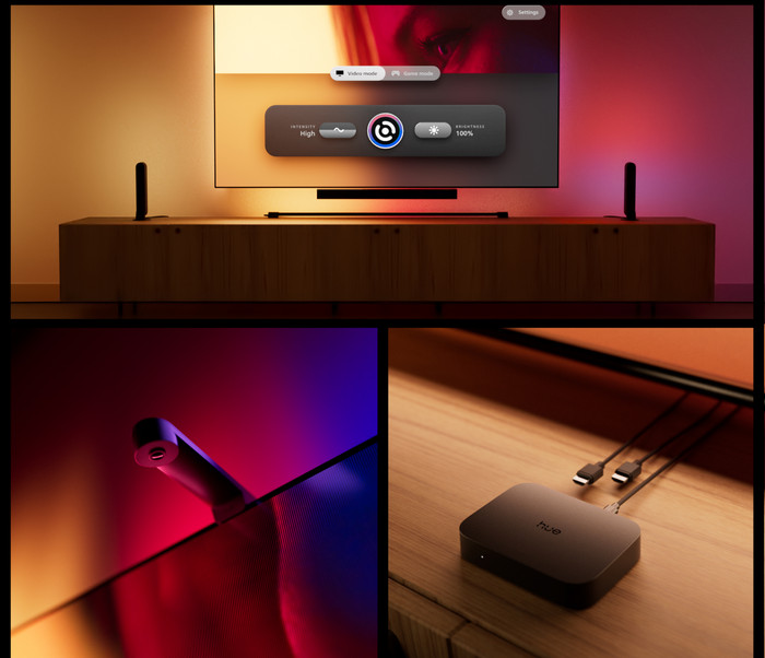 Philips Hue Play Gradient LED Strip voor 55 tot 65 inch TV product in gebruik