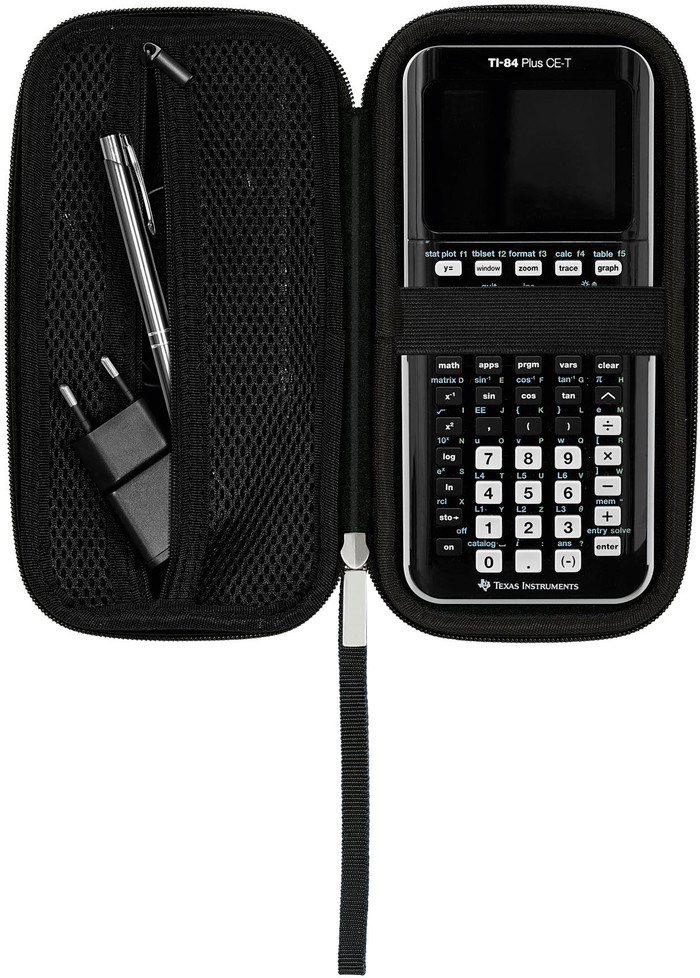 Texas Instruments TI-84 CE-T + Rekenmachine Case Zwart binnenkant