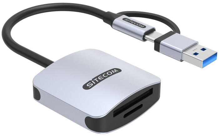 Sitecom USB Card Reader High Speed USB-C & USB-A linkerkant
