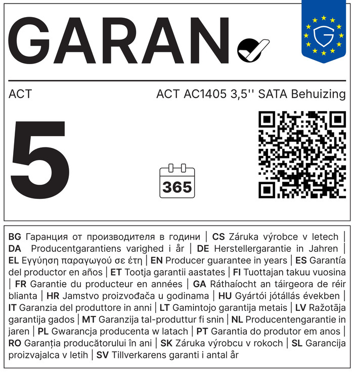 ACT AC1405 3,5'' SATA Behuizing