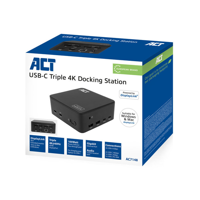 ACT Usb C Triple 4K DisplayLink Docking Station verpakking