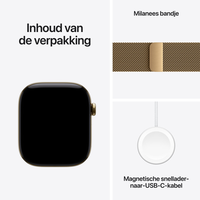 Apple Watch Series 12 Cellular 46mm Titanium Gold Milanese Loop S/M visual supplier