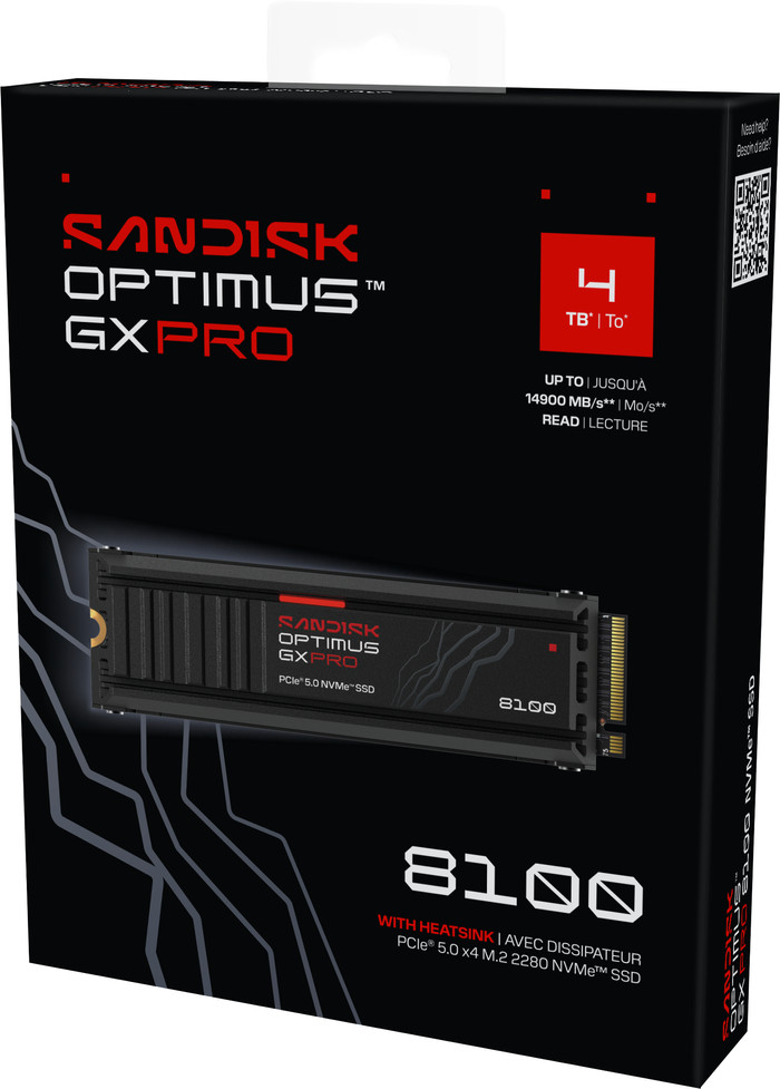 SANDISK Optimus GX PRO 8100 4TB Heatsink PCIe 5.0 NVMe SSD detail