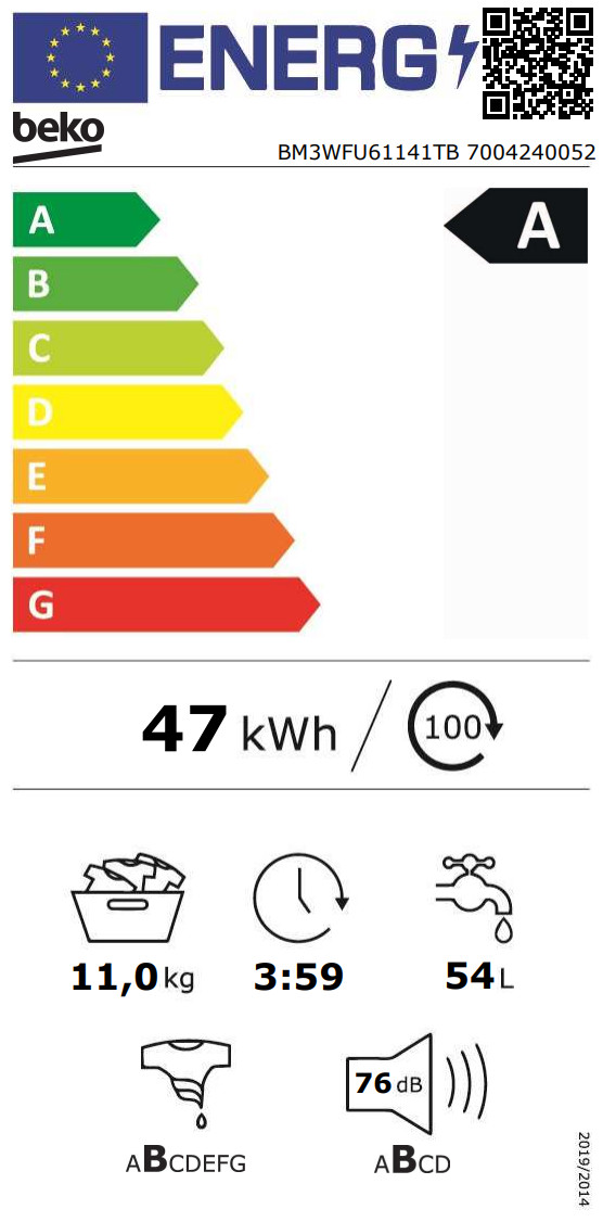 Beko BM3WFU61141TB energielabel