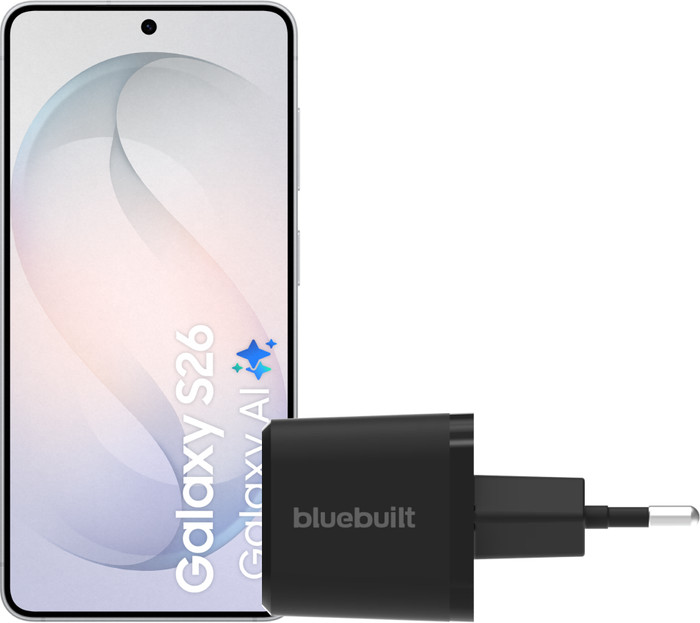 Samsung Galaxy S26 512GB White 5G + BlueBuilt Charger 45W Black Main Image