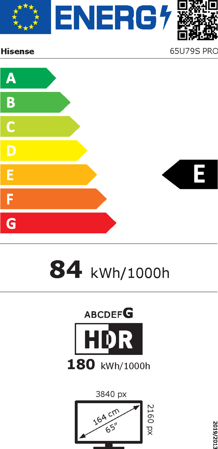 Hisense QD Mini-led 65" U79S PRO (2026) energielabel