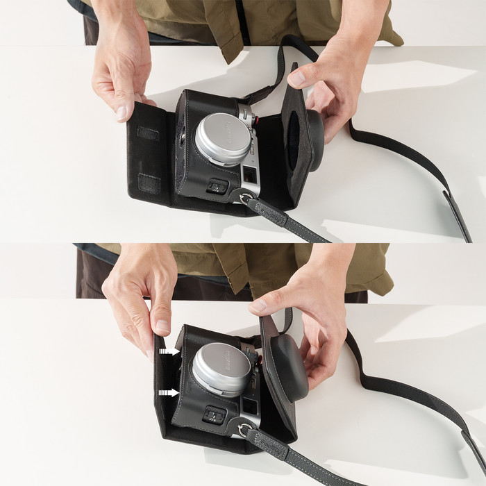 SmallRig 5622 Camera Leather Case Kit voor Fujifilm X100VI Zwart product in gebruik