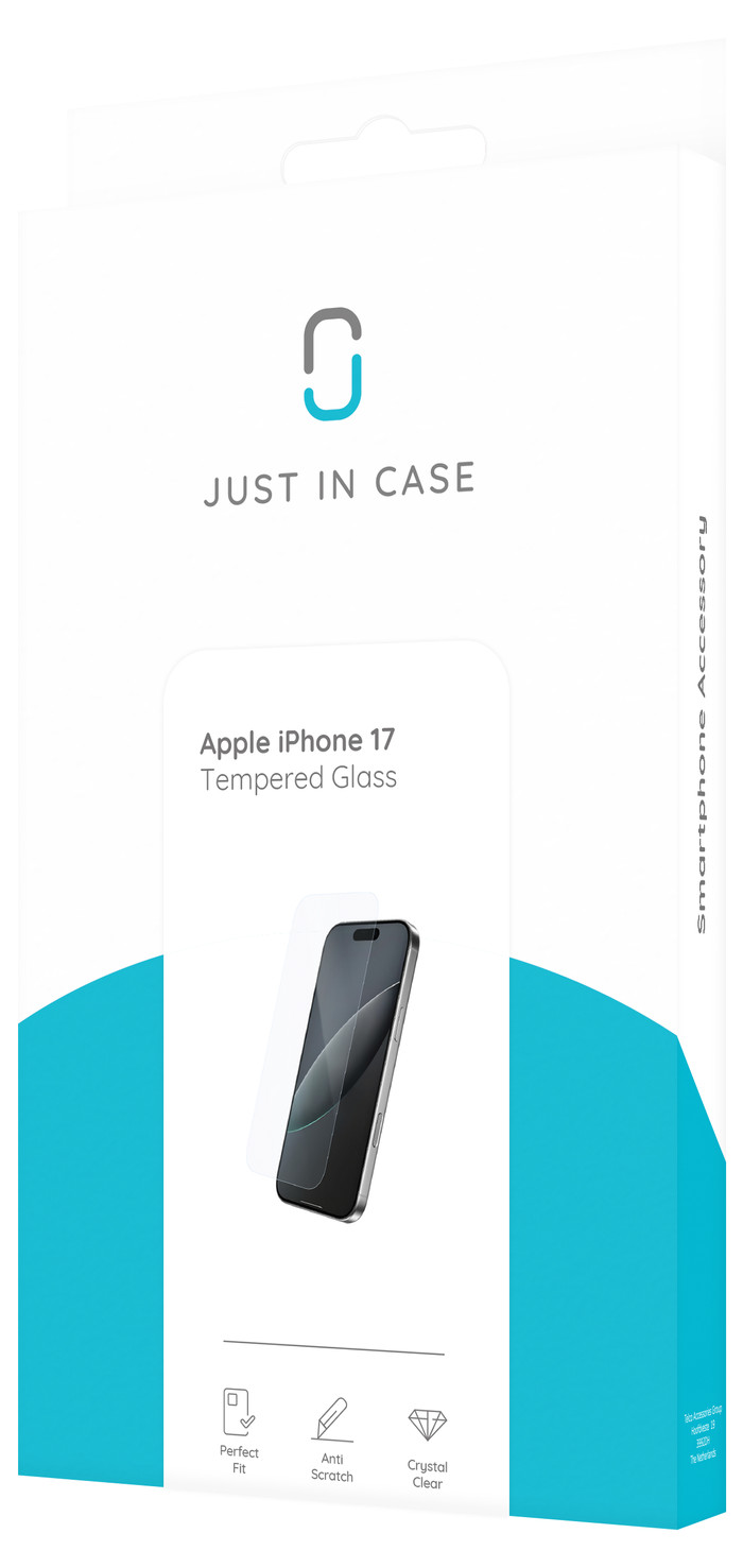 Just In Case Tempered Glass Apple iPhone 17 / 17 Pro / 16 Pro Protège-écran emballage