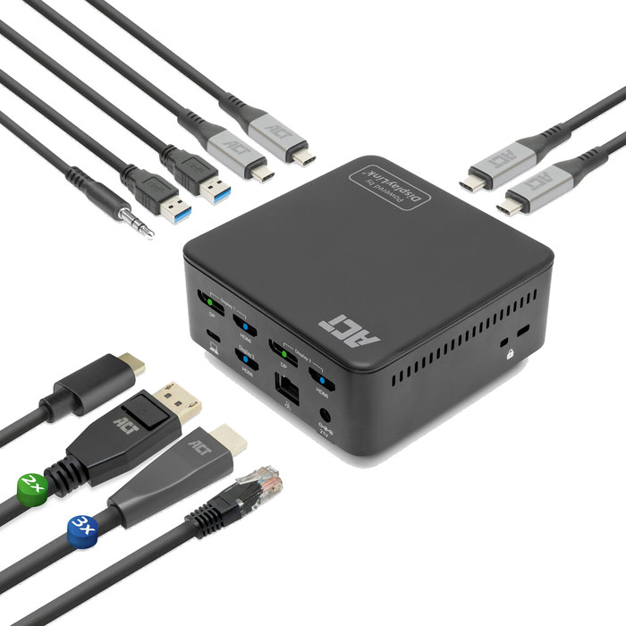 ACT Usb C Triple 4K DisplayLink Docking Station product in gebruik