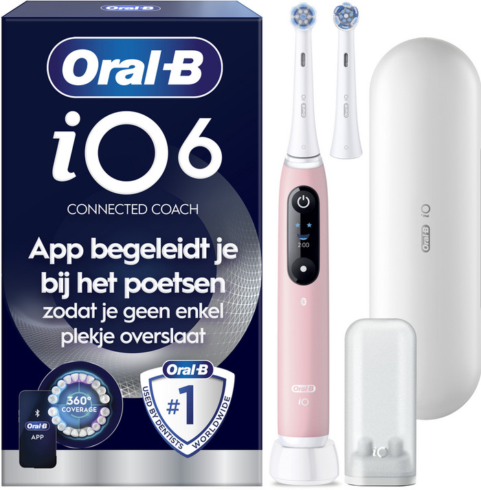 Oral-B iO Series 6N Rose Clair + Brossette iO Gentle Care Supplémentaire emballage
