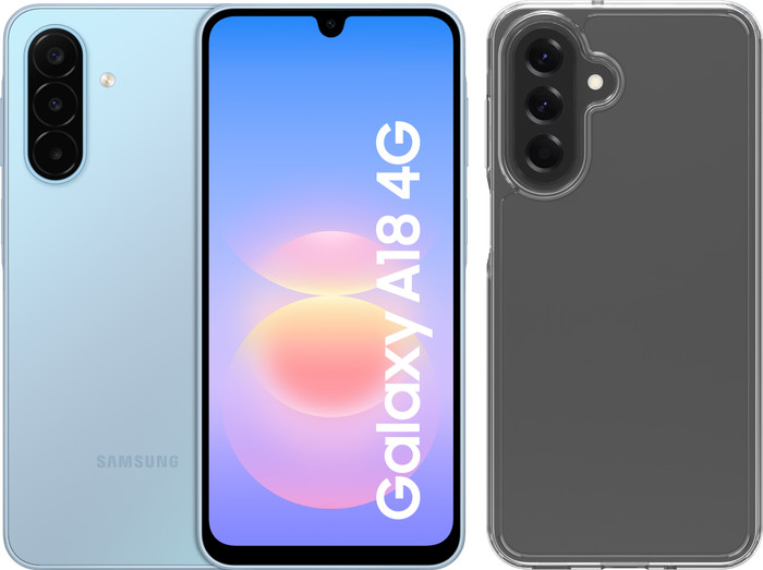 Samsung Galaxy A18 128GB Blauw 4G + BlueBuilt Back Cover Transparant Main Image