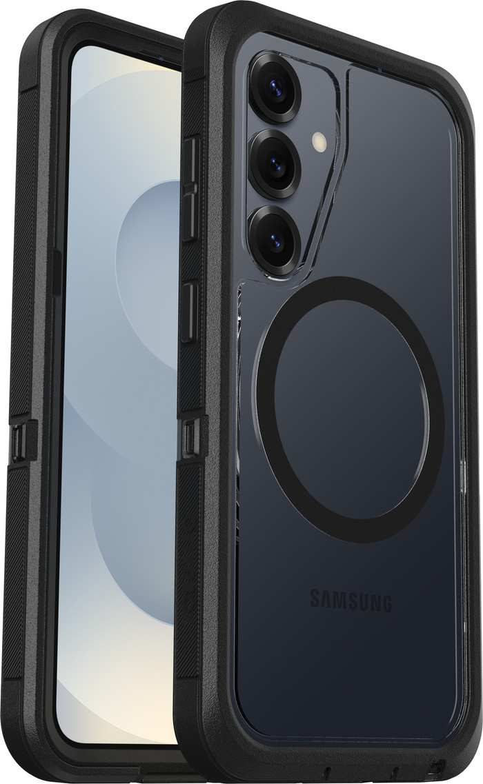 OtterBox Defender Samsung Galaxy S25 Back Cover with Magnet Transparent with Black Belt visual supplier