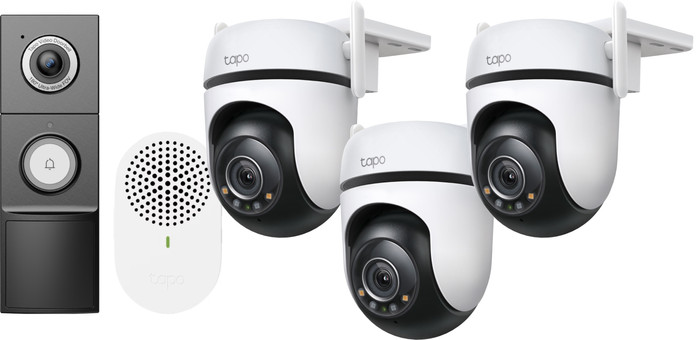 TP-Link Tapo C520WS 3-Pack + D235 Smart Battery & Wired Doorbell Main Image