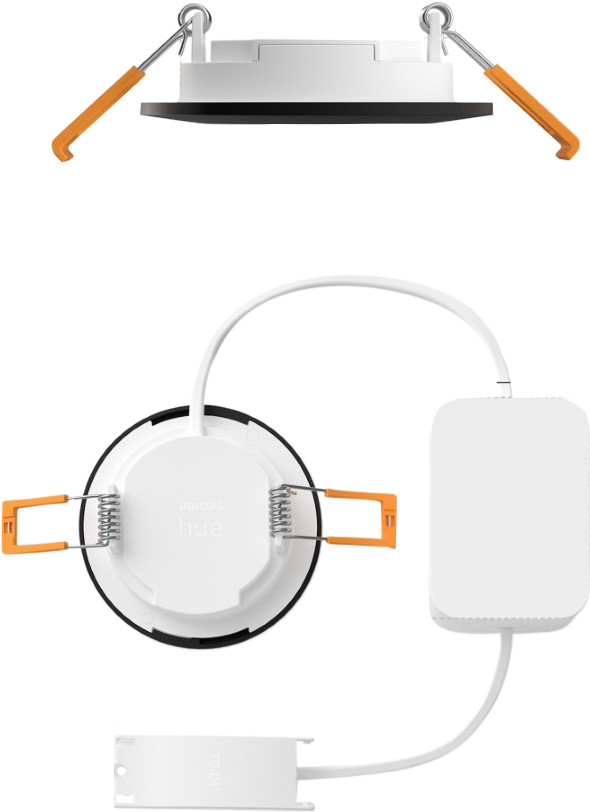 Philips Hue Inbouwspot Slim 6-Pack - White and Color - 90mm - Zwart detail