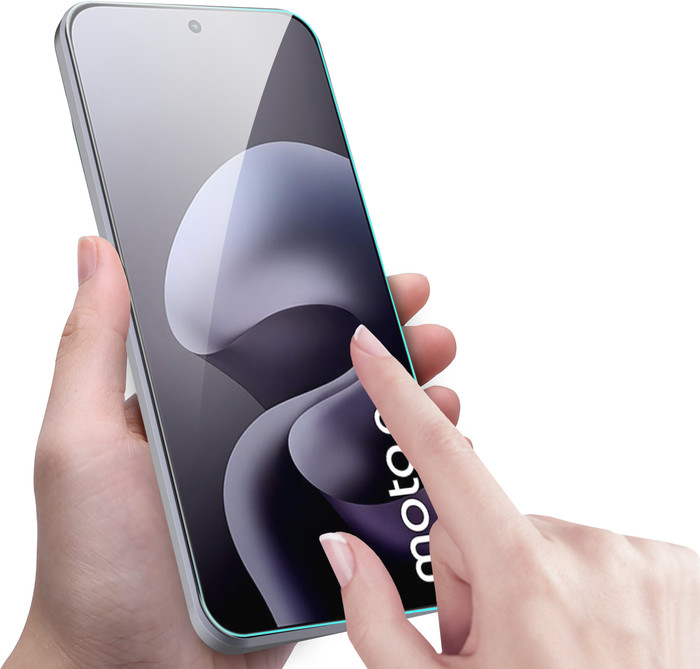 Just In Case Tempered Glass Motorola Moto G67 / G77 Screenprotector product in gebruik