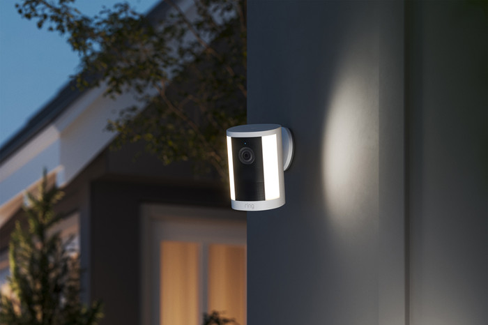 Ring Spotlight Camera 2nd Generation Battery White product in use