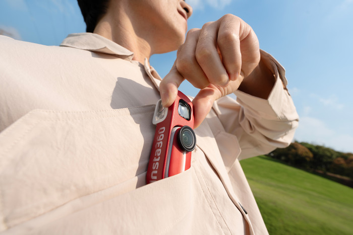 Insta360 GO 3S Retro Bundle Red 128GB product in use