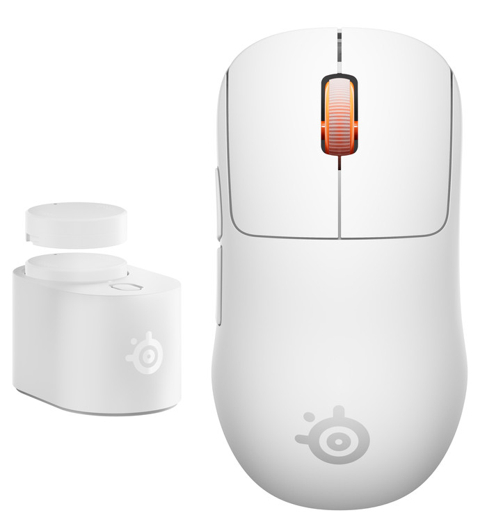 SteelSeries Sensei Pro WL Mini Draadloze Gaming Muis Wit samengesteld product