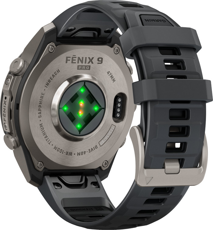 Garmin Fenix 9 Pro Zwart LTE 47mm achterkant